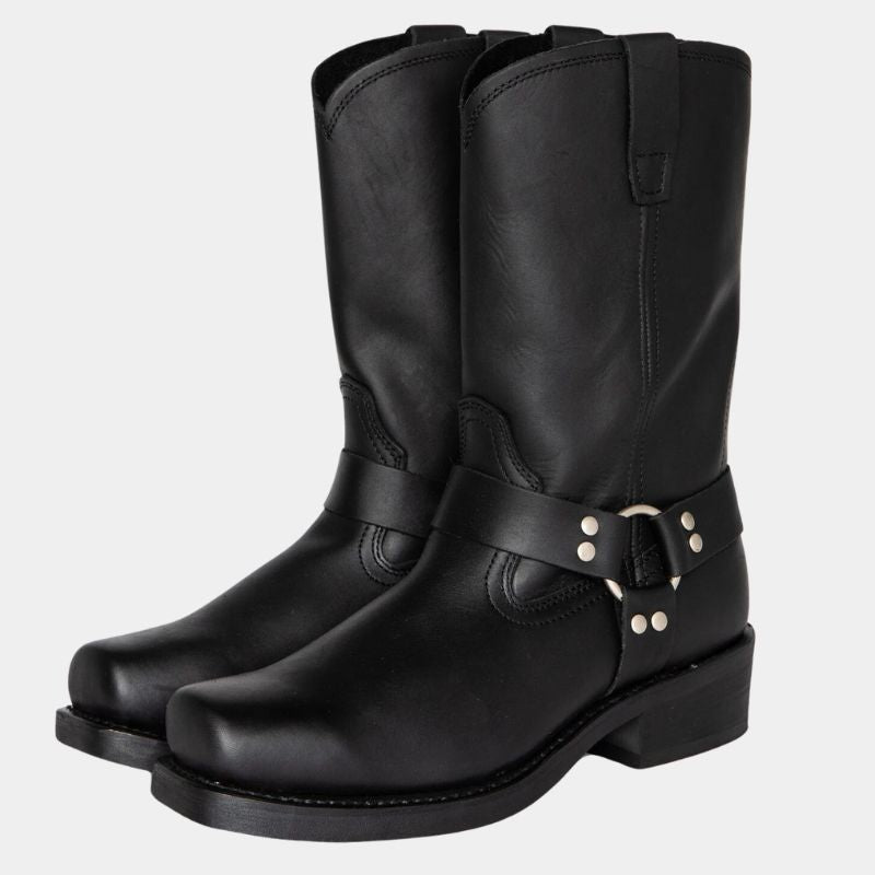 Men's Rugged Leather Harness Boots