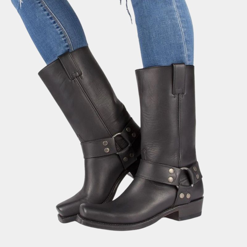 Men's Rugged Leather Harness Boots