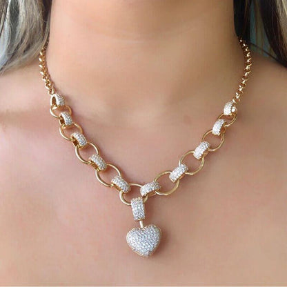 Elegant Heart-Shaped Zirconia Necklace - Stylish