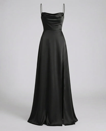Niki | Women's Flowy Cowl Neck Maxi Dress with Slit