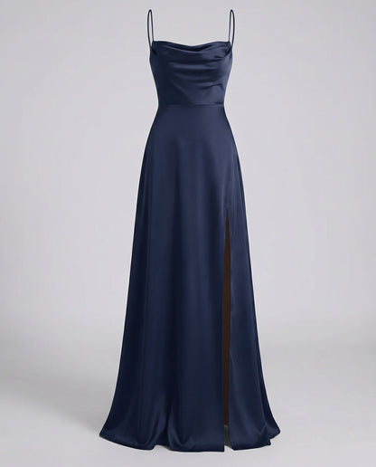 Niki | Women's Flowy Cowl Neck Maxi Dress with Slit