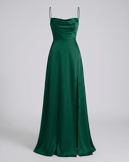 Niki | Women's Flowy Cowl Neck Maxi Dress with Slit