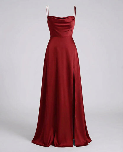 Niki | Women's Flowy Cowl Neck Maxi Dress with Slit