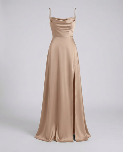 Niki | Women's Flowy Cowl Neck Maxi Dress with Slit