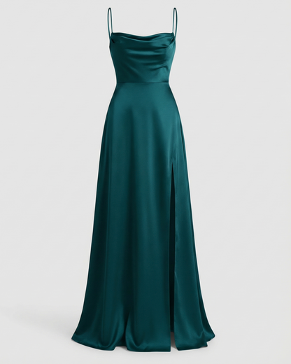 Niki | Women's Flowy Cowl Neck Maxi Dress with Slit
