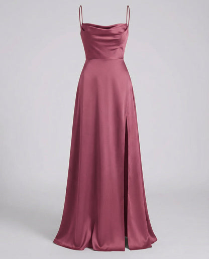Niki | Women's Flowy Cowl Neck Maxi Dress with Slit
