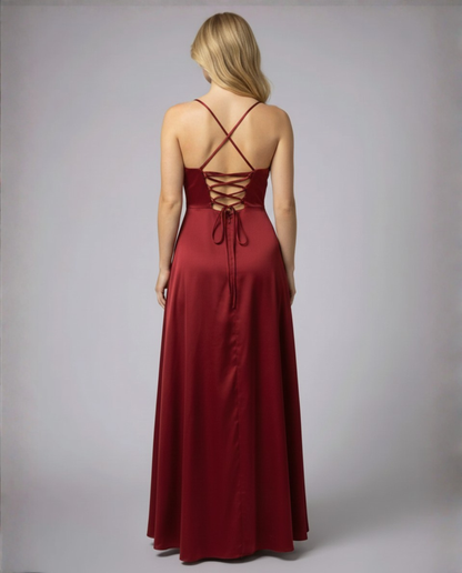 Niki | Women's Flowy Cowl Neck Maxi Dress with Slit