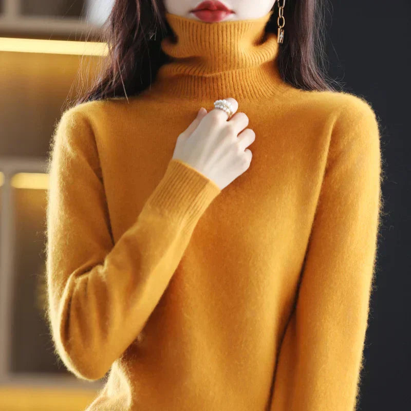Women's 100% Pure Cashmere Turtleneck Sweater for Cold Weather