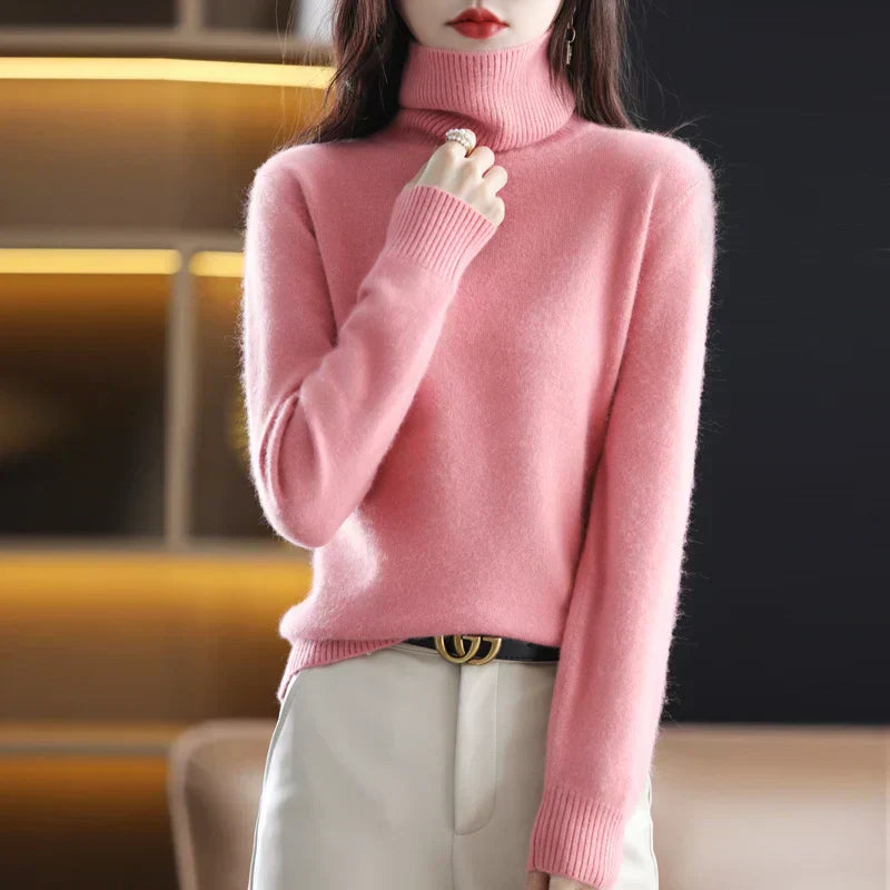 Women's 100% Pure Cashmere Turtleneck Sweater for Cold Weather
