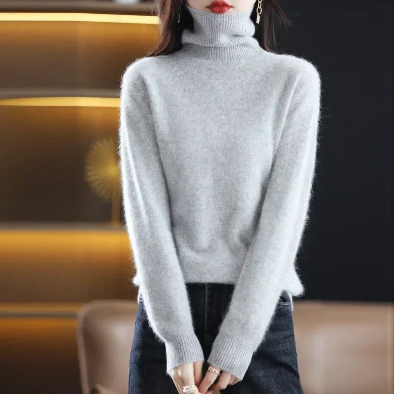 Women's 100% Pure Cashmere Turtleneck Sweater for Cold Weather