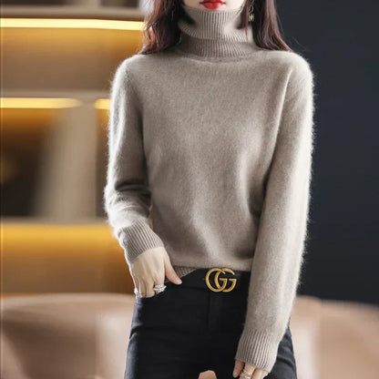 Women's 100% Pure Cashmere Turtleneck Sweater for Cold Weather