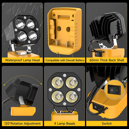 🔥LAST DAY 50% OFF - 🛠️💡LED Work Light Compatible with Milwaukee 18V Battery/Dewalt 18V&20V Battery