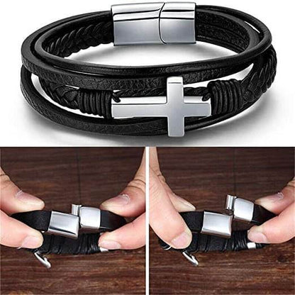 Faith Leather Cross Bracelet