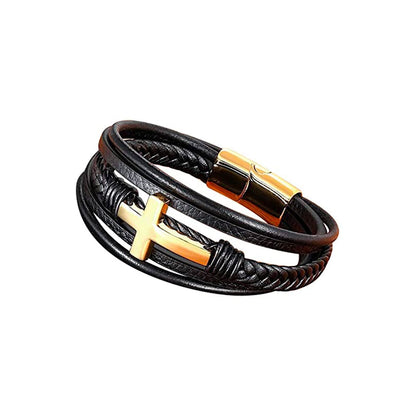 Faith Leather Cross Bracelet