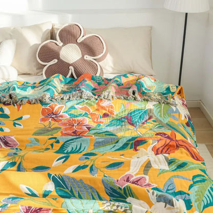 Tropical Paradise Cotton Throw Blanket