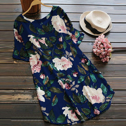 Flower Printed Short Sleeve Dress
