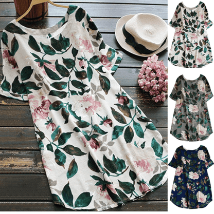 Flower Printed Short Sleeve Dress