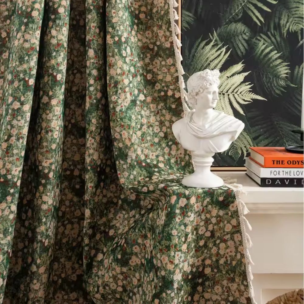 Floral Tapestry Curtain - Vintage French Style
