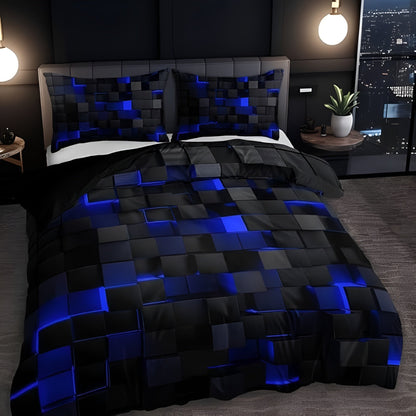 GEOMATRIX | Modern 3D Grid Duvet Cover Set