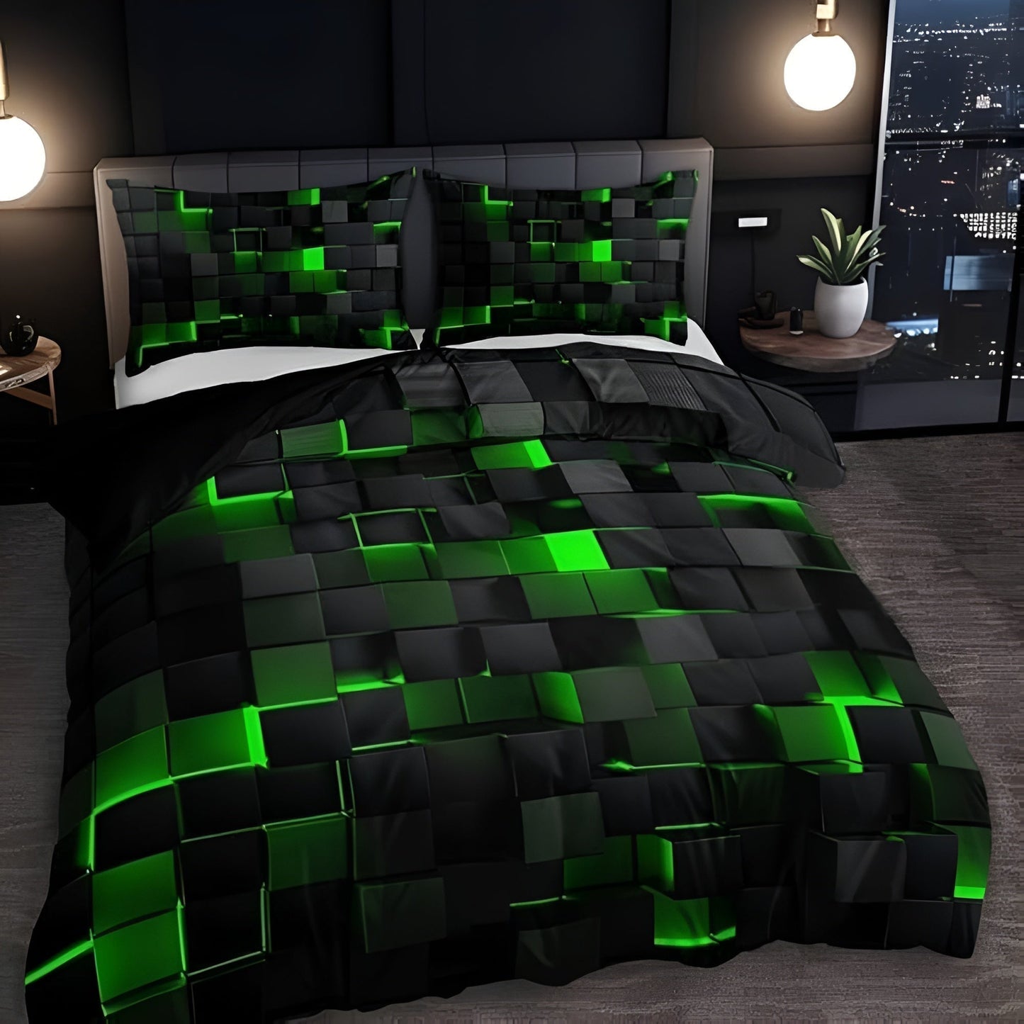 GEOMATRIX | Modern 3D Grid Duvet Cover Set