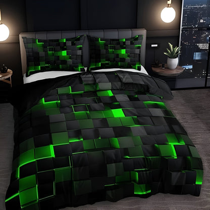 GEOMATRIX | Modern 3D Grid Duvet Cover Set