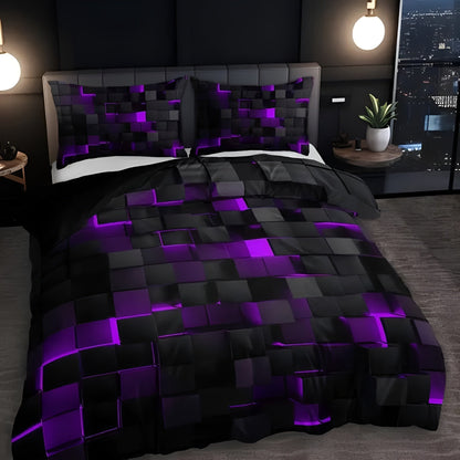GEOMATRIX | Modern 3D Grid Duvet Cover Set