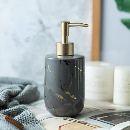Marble Finish Soap Dispenser with Gold Accents