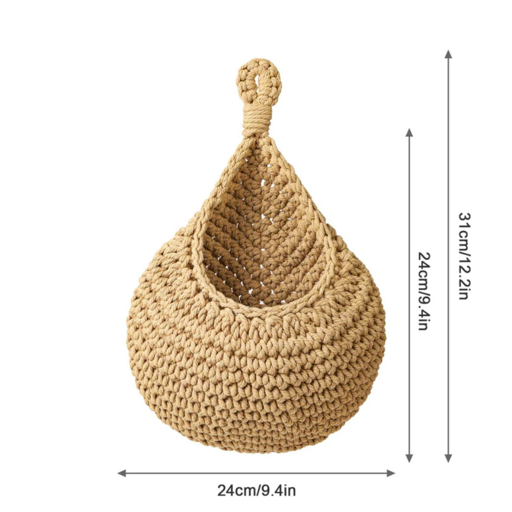 Jute Boho Wall Basket Organizer