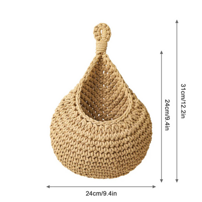 Jute Boho Wall Basket Organizer