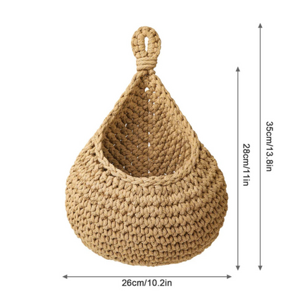 Jute Boho Wall Basket Organizer