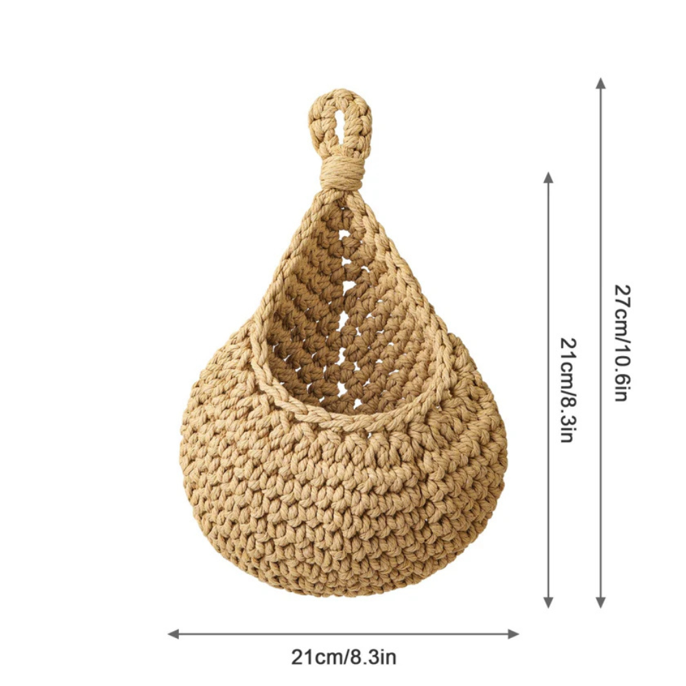 Jute Boho Wall Basket Organizer