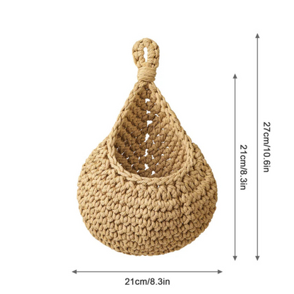 Jute Boho Wall Basket Organizer