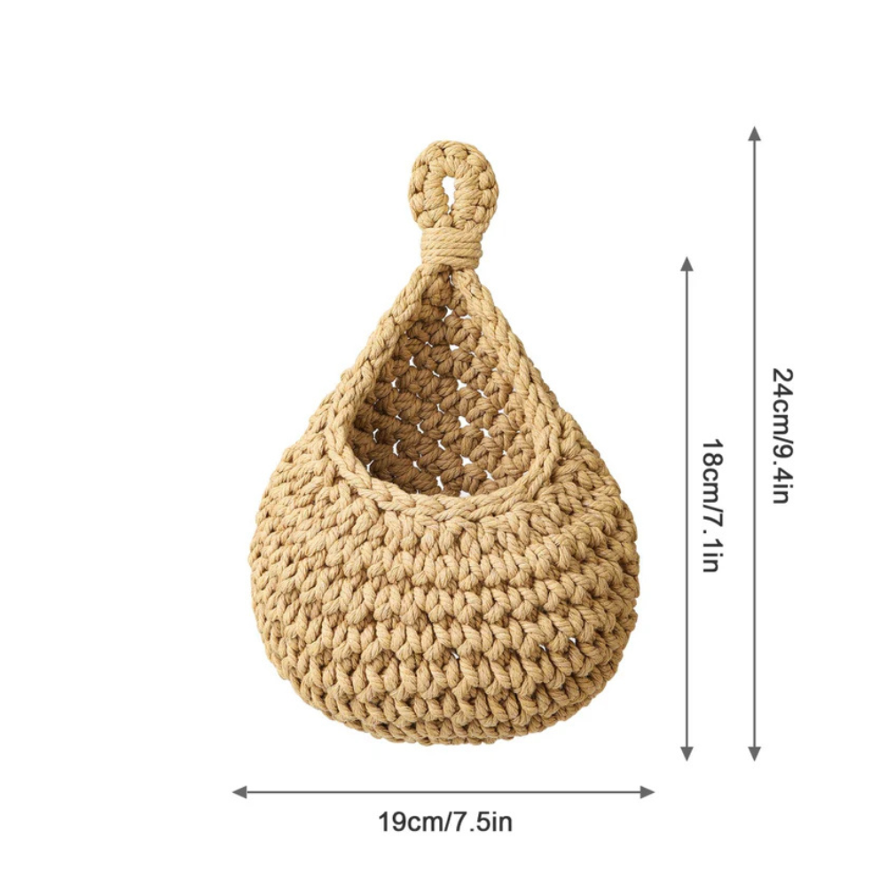 Jute Boho Wall Basket Organizer
