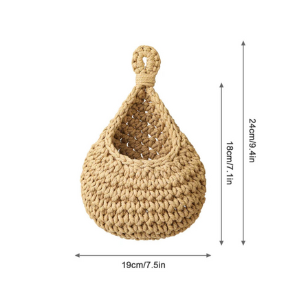 Jute Boho Wall Basket Organizer