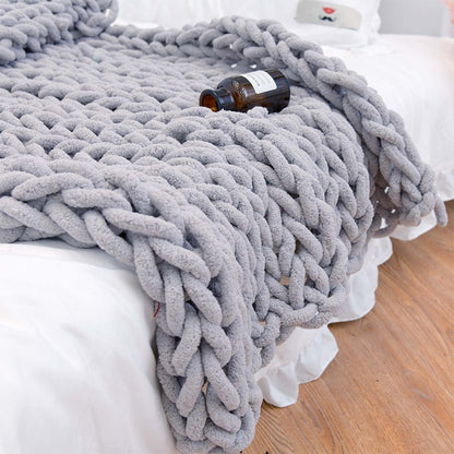 Handmade Chunky Knitted Blanket Microfiber