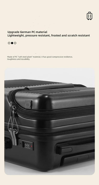 Carry-On Luggage with Drink Holder, USB, and TSA Lock