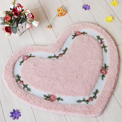 Heart-Shaped Floral Accent Rug