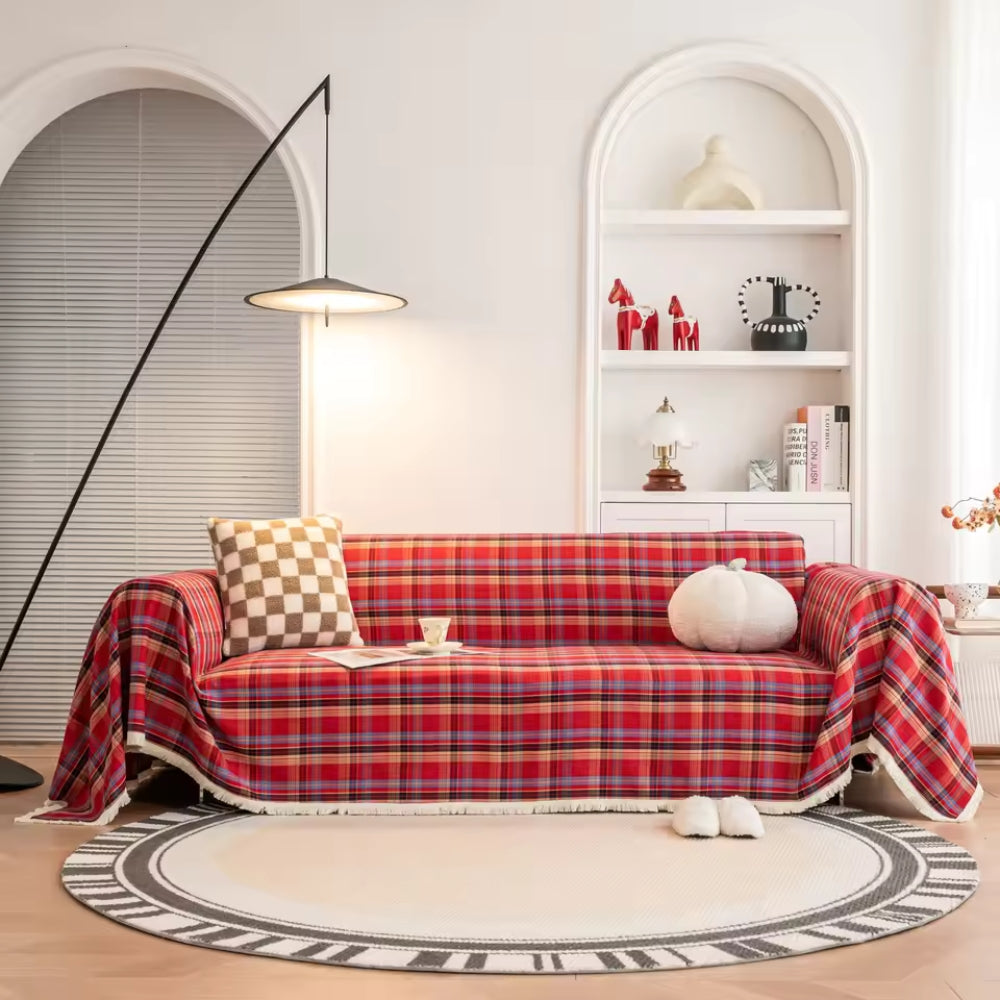 Cottage Plaid Sofa Throw