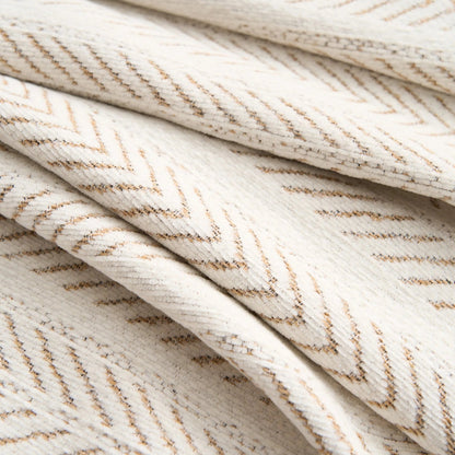 Herringbone Chenille Throw with Tassels for Furniture
