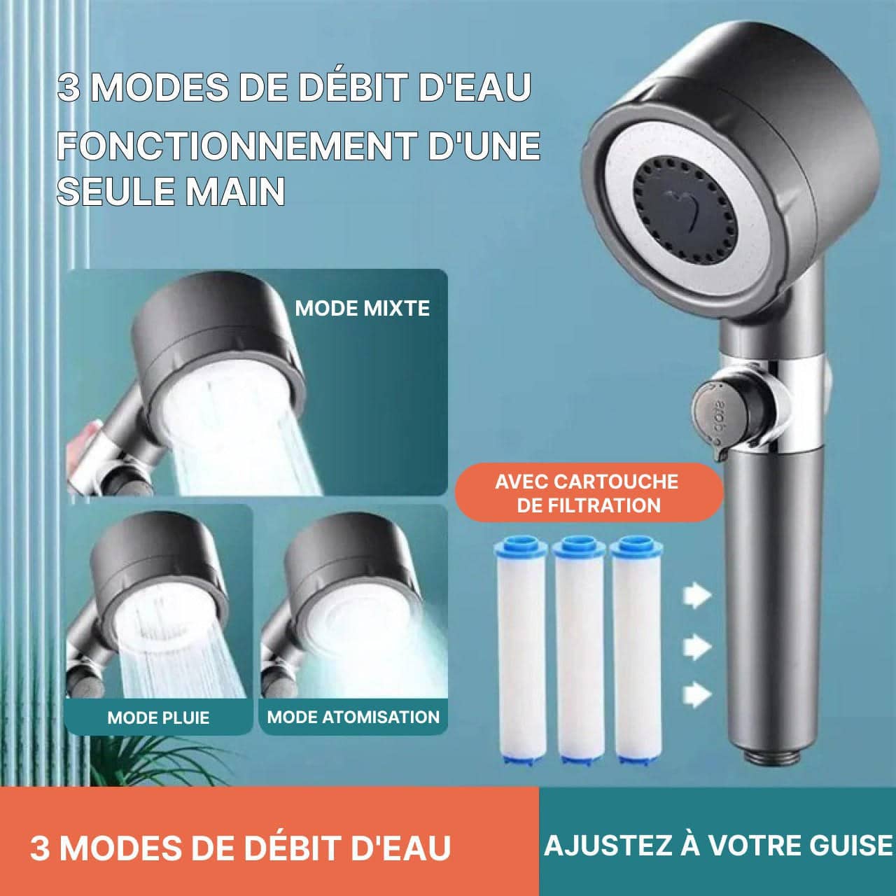 High Pressure Economic Shower Head 4 In 1