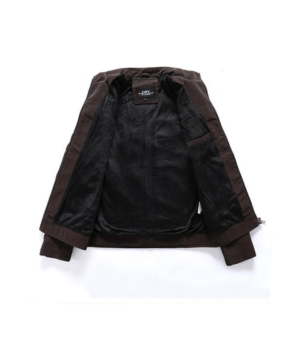 Faux Leather Stand-Up Collar Jacket for Motorcyclists