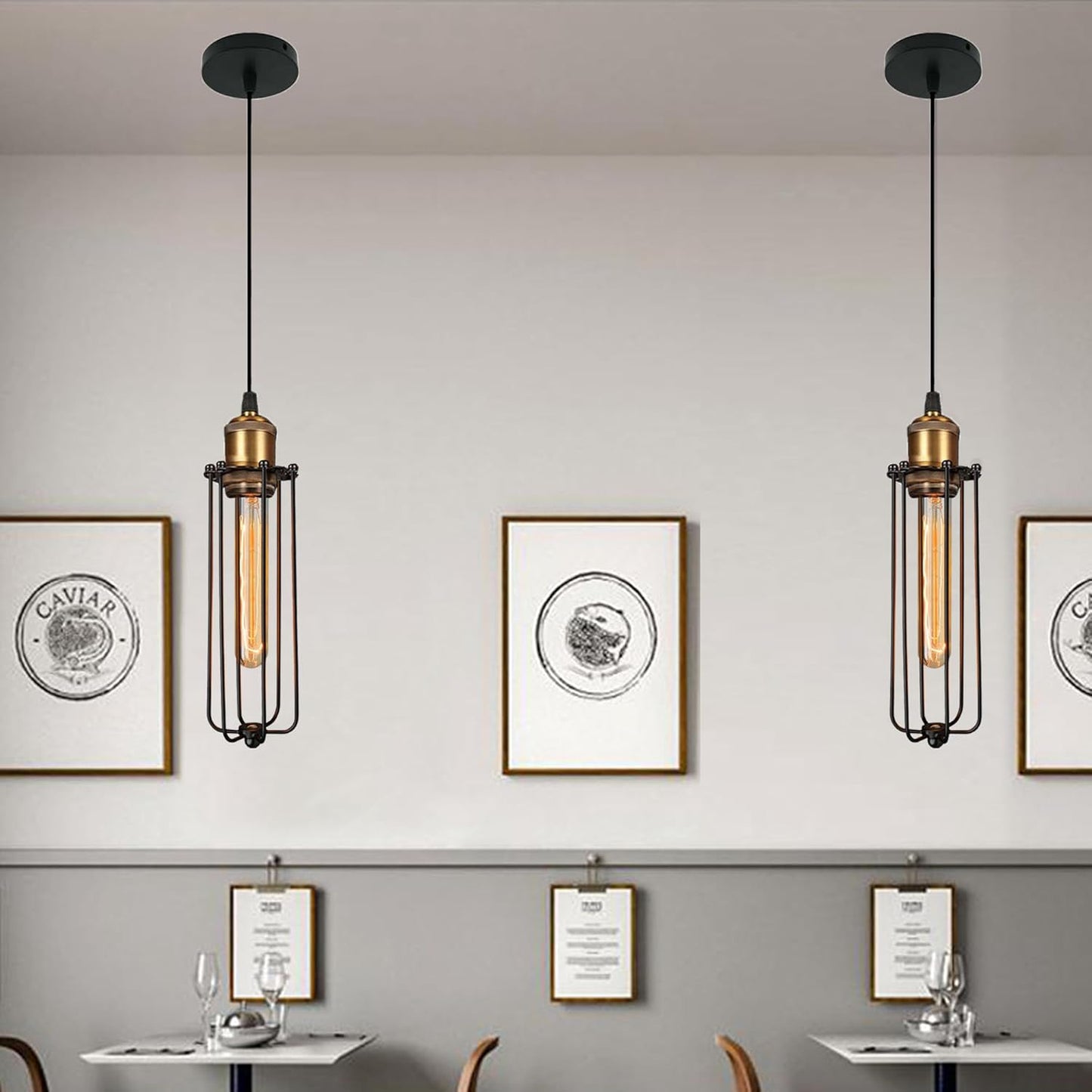 Vintage Cage Pendant Light – Industrial Style Hanging Lamp