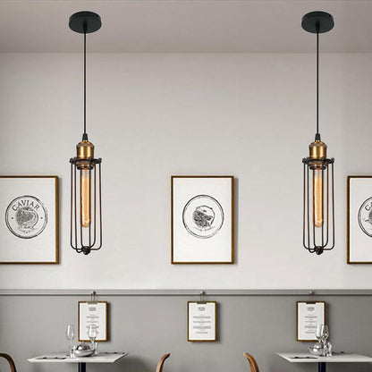 Vintage Cage Pendant Light – Industrial Style Hanging Lamp