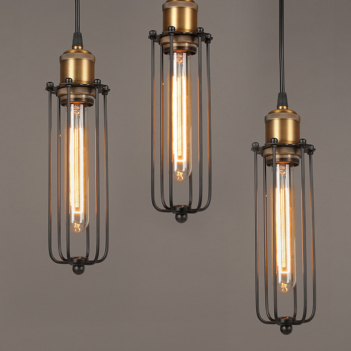 Vintage Cage Pendant Light – Industrial Style Hanging Lamp