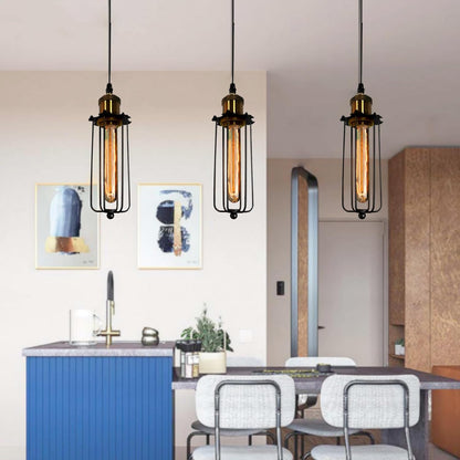 Vintage Cage Pendant Light – Industrial Style Hanging Lamp