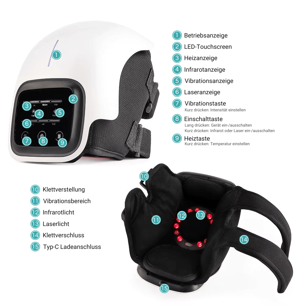 3-in-1 knee therapy device – wireless infrared, laser & vibration therapy