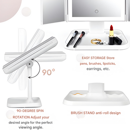 LED Makeup Mirror with Triple Lighting - Clara