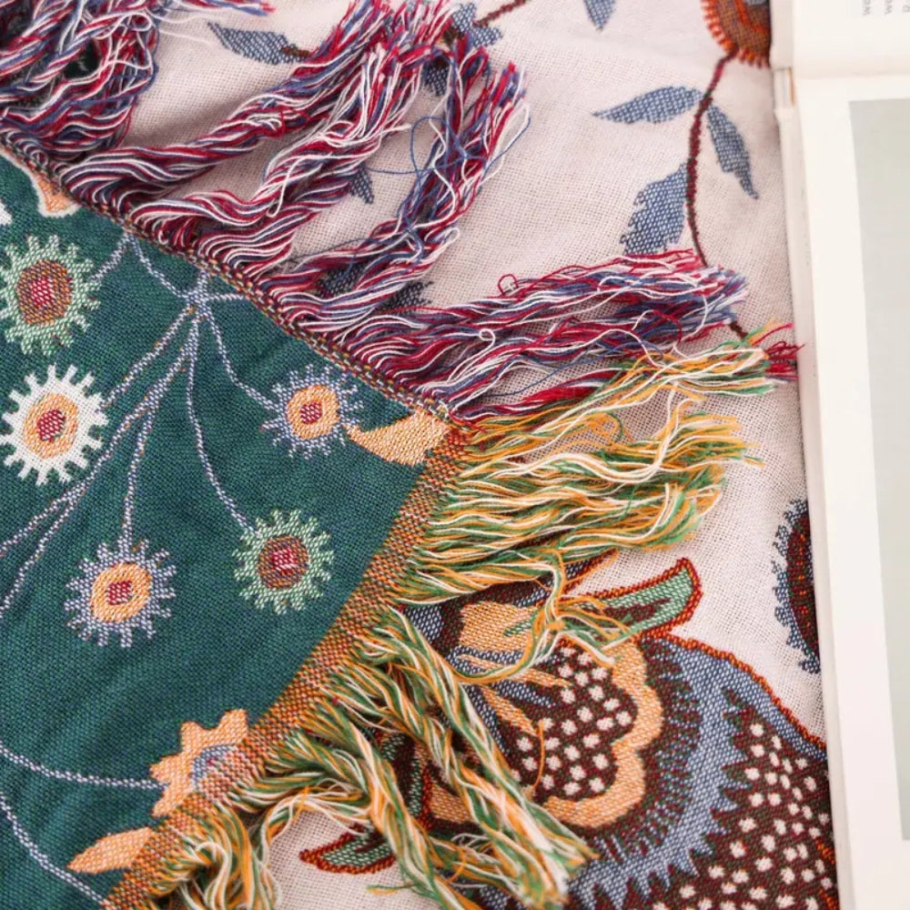Liora Vintage Floral Reversible Cotton Blanket