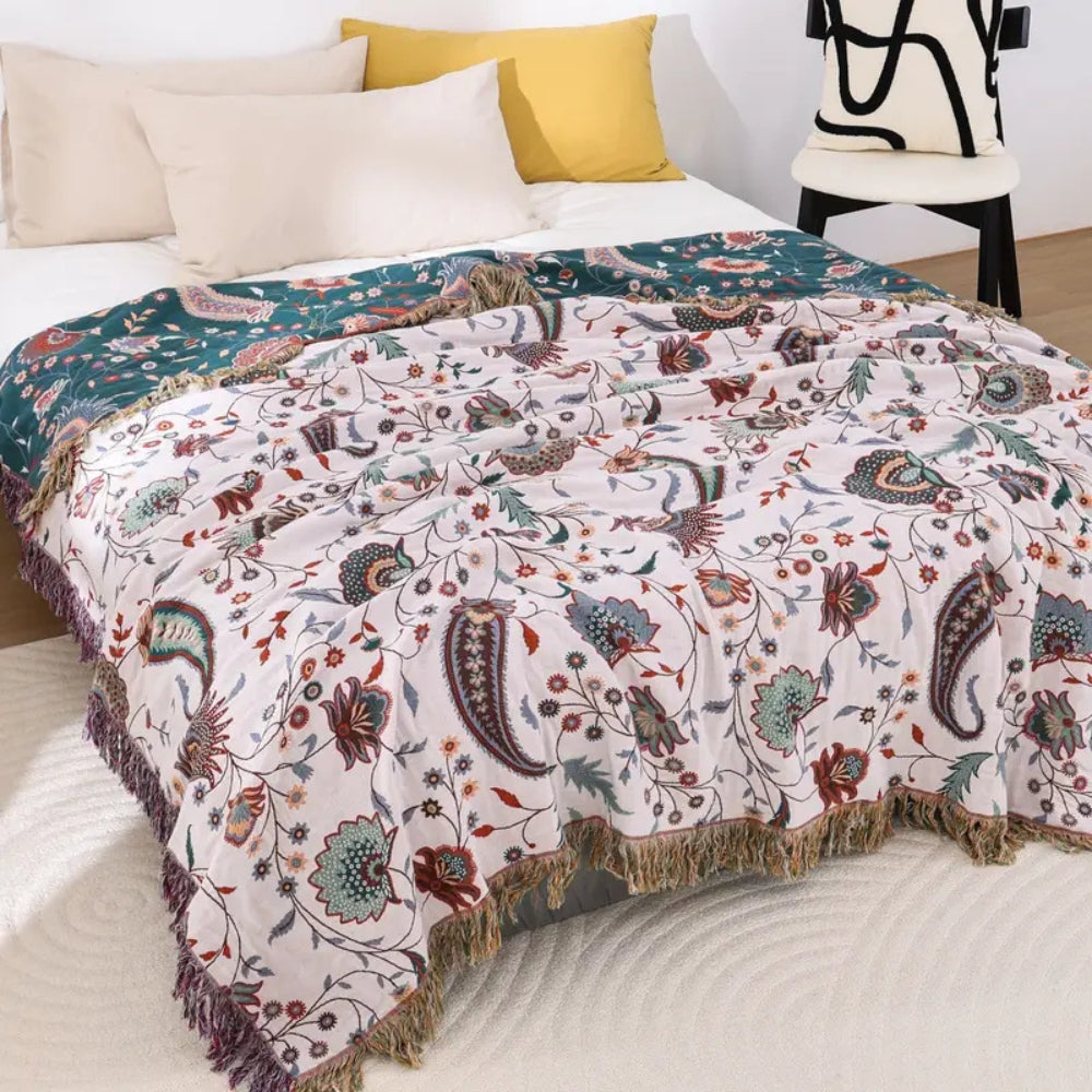 Liora Vintage Floral Reversible Cotton Blanket