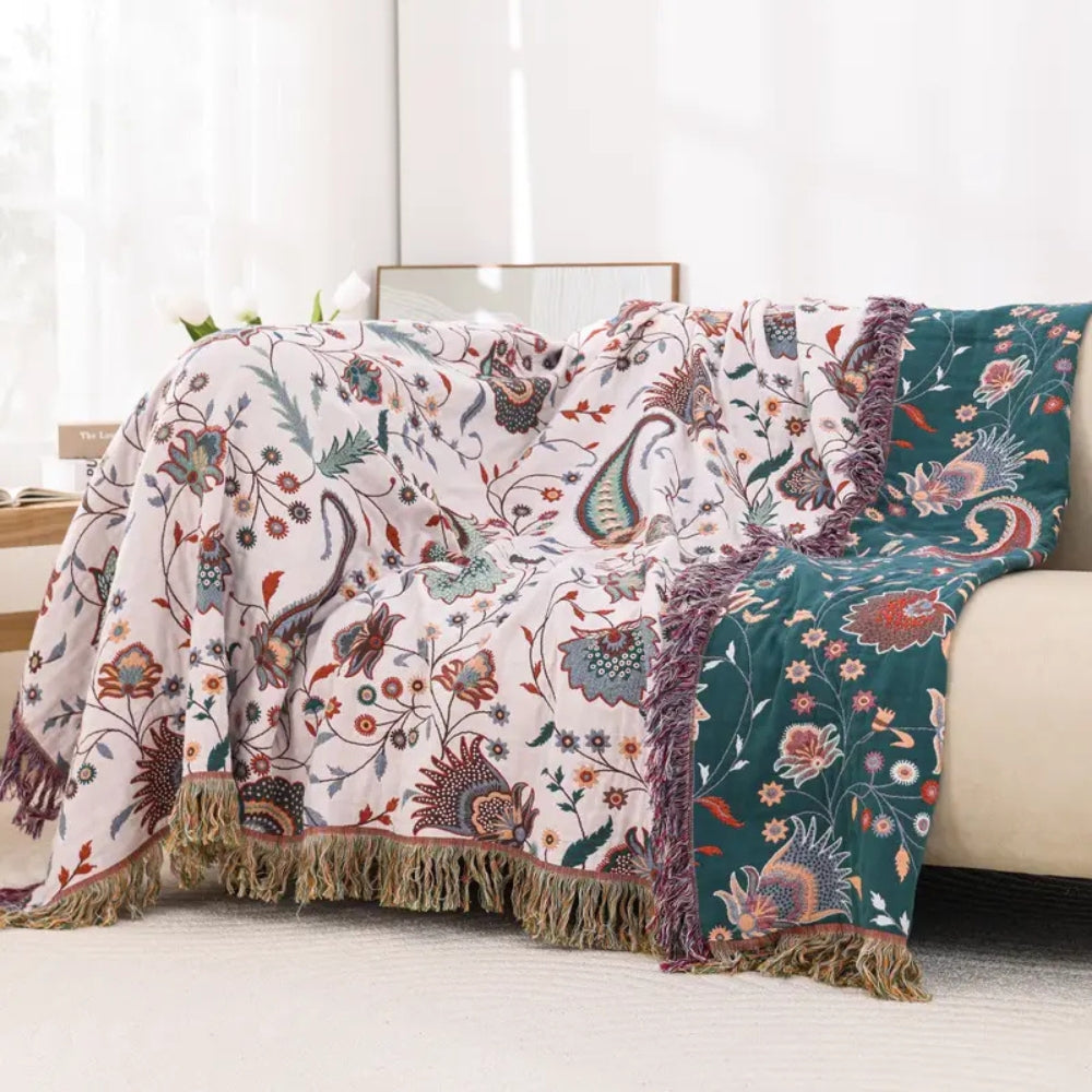 Liora Vintage Floral Reversible Cotton Blanket